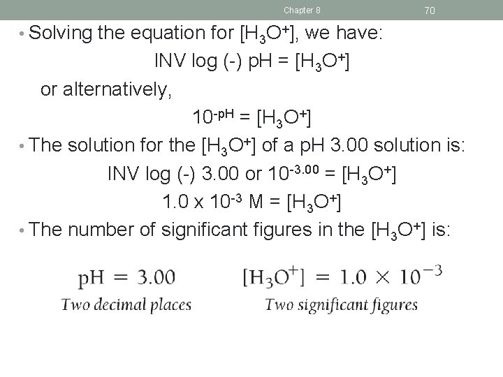 Chapter 8 70 • Solving the equation for [H 3 O+], we have: INV