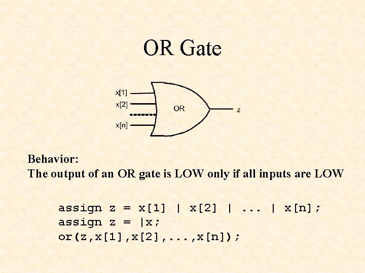 OR Gate Behavior: The output of an OR gate is LOW only if all