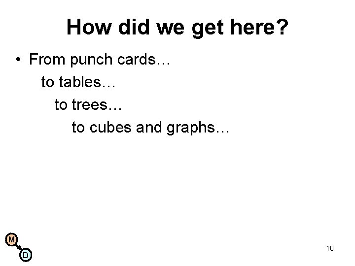 How did we get here? • From punch cards… to tables… to trees… to