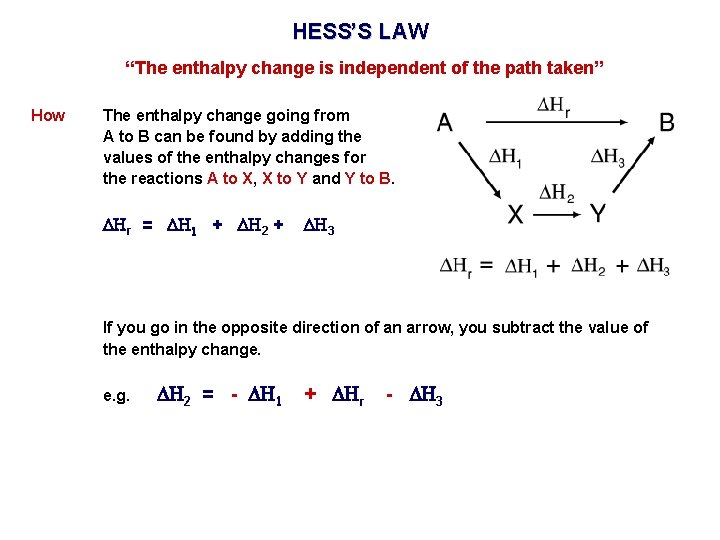 HESS’S LAW “The enthalpy change is independent of the path taken” How The enthalpy