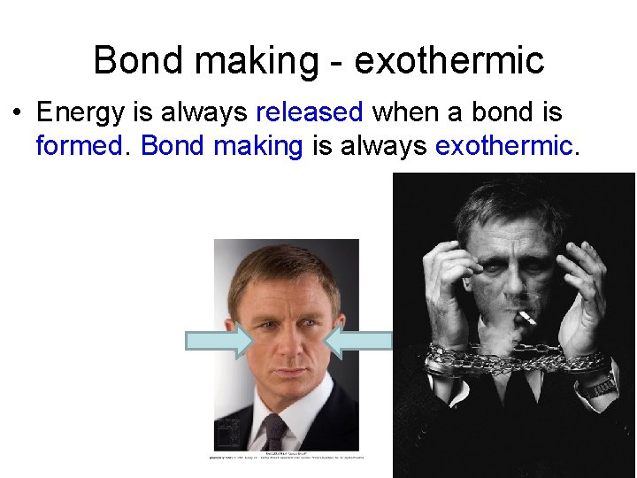 Bond making - exothermic • Energy is always released when a bond is formed.