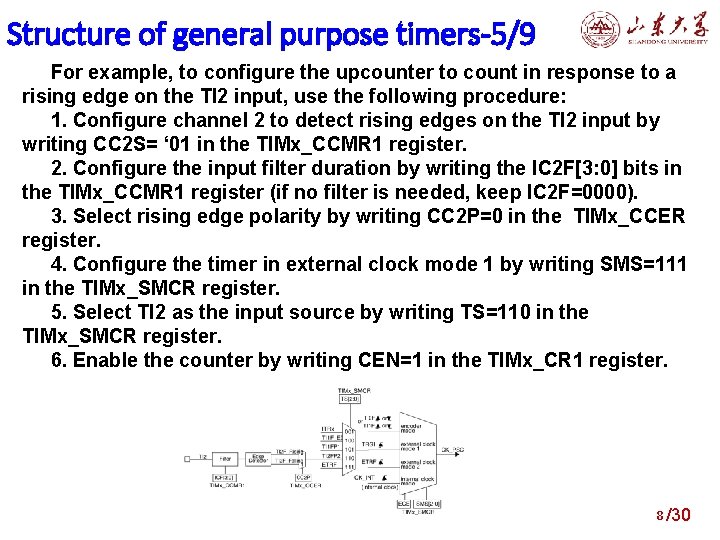 Structure of general purpose timers-5/9 For example, to configure the upcounter to count in