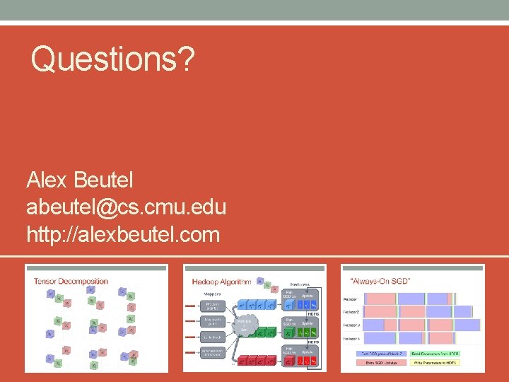 Questions? Alex Beutel abeutel@cs. cmu. edu http: //alexbeutel. com 