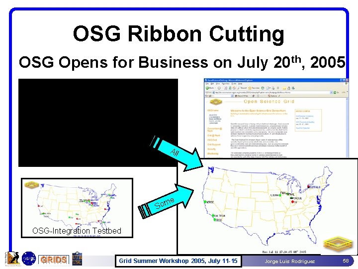 OSG Ribbon Cutting OSG Opens for Business on July 20 th, 2005 Grandfathered Grid OSG Ribbon Cutting OSG Opens for Business on July 20 th, 2005 Grandfathered Grid