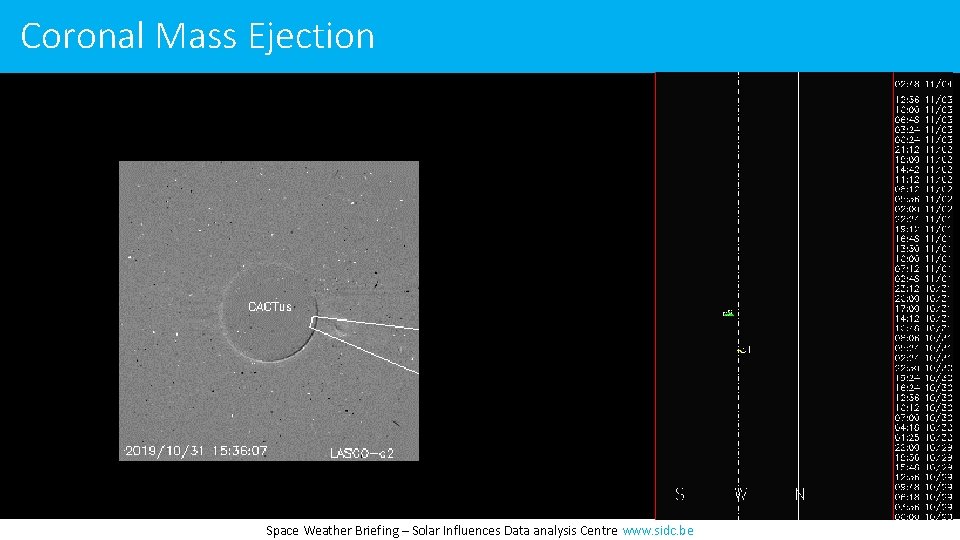 Coronal Mass Ejection Space Weather Briefing – Solar Influences Data analysis Centre www. sidc.