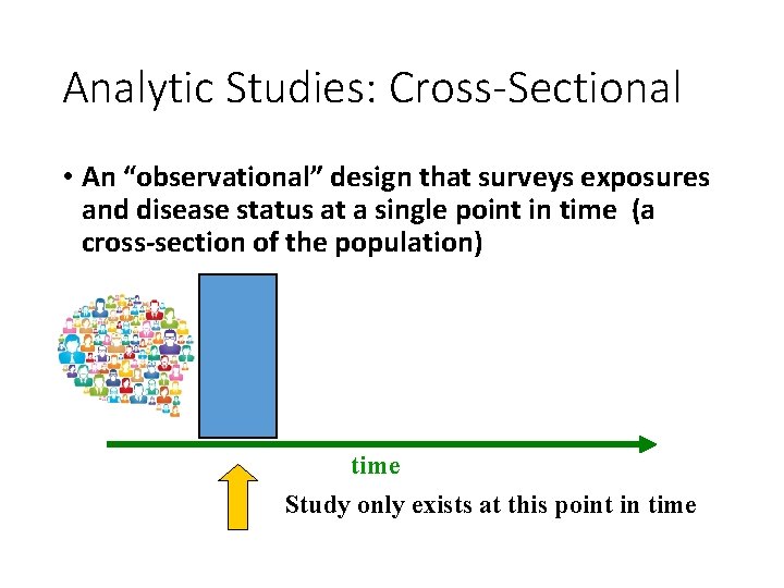 Analytic Studies: Cross-Sectional • An “observational” design that surveys exposures and disease status at