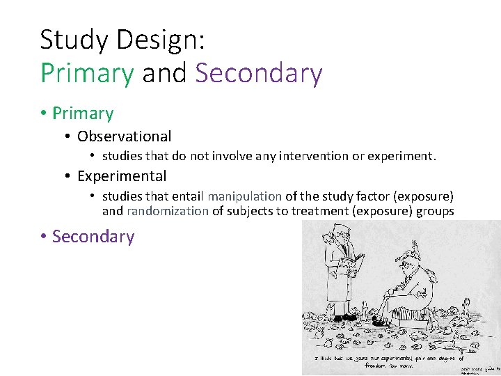 Study Design: Primary and Secondary • Primary • Observational • studies that do not