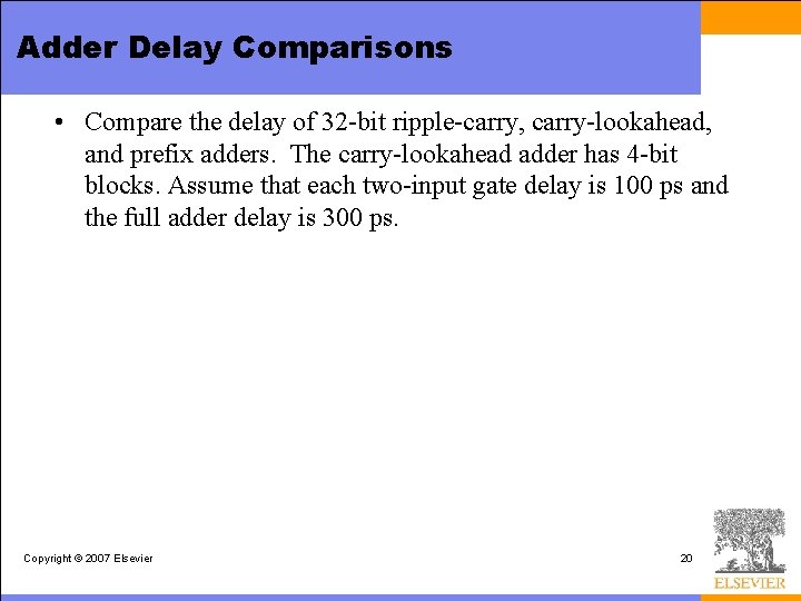 Adder Delay Comparisons • Compare the delay of 32 -bit ripple-carry, carry-lookahead, and prefix