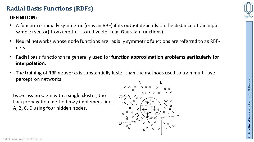 Radial Basis Functions (RBFs) DEFINITION: • A function is radially symmetric (or is an