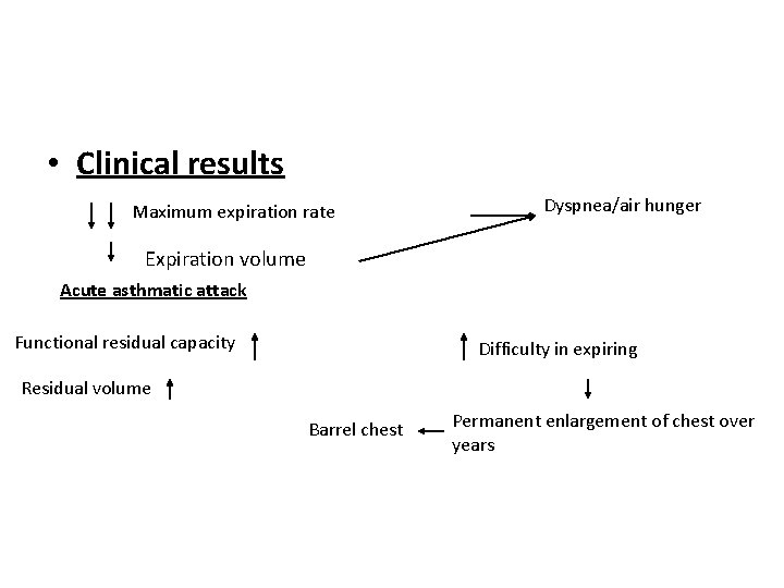  • Clinical results Maximum expiration rate Dyspnea/air hunger Expiration volume Acute asthmatic attack