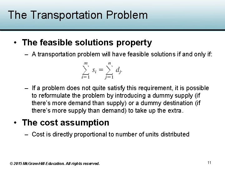 Chapter 9 The Transportation and Assignment Problems 2015