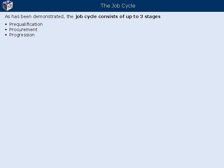 The Job Cycle As has been demonstrated, the job cycle consists of up to