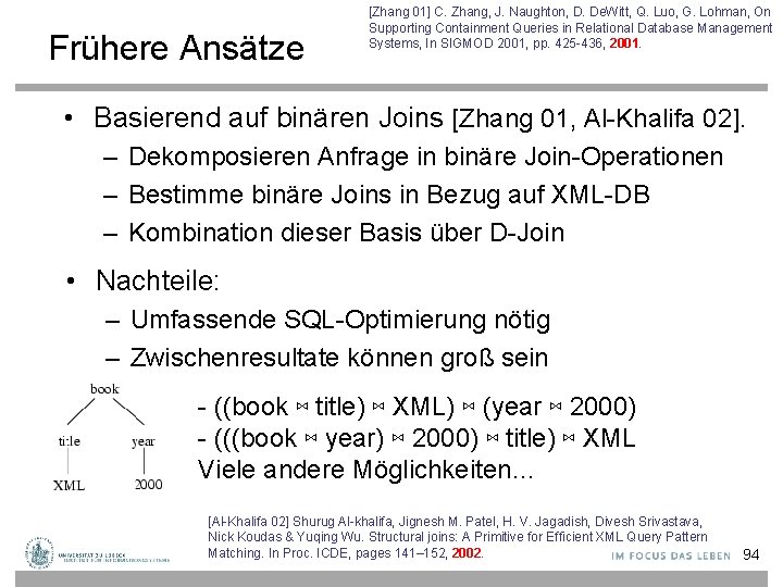 Frühere Ansätze [Zhang 01] C. Zhang, J. Naughton, D. De. Witt, Q. Luo, G.