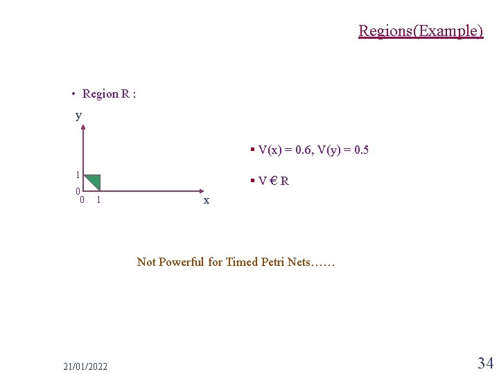 Regions(Example) • Region R : y § V(x) = 0. 6, V(y) = 0.