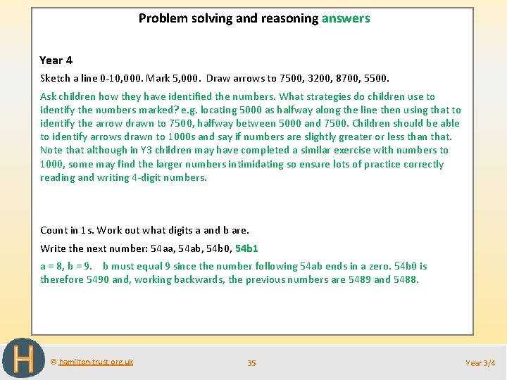 Problem solving and reasoning answers Year 4 Sketch a line 0 -10, 000. Mark