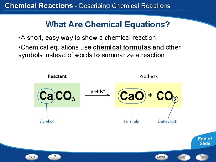 Chemical Reactions - Describing Chemical Reactions What Are Chemical Equations? • A short, easy