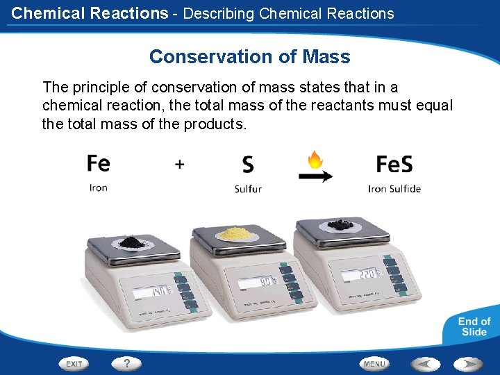 Chemical Reactions - Describing Chemical Reactions Conservation of Mass The principle of conservation of