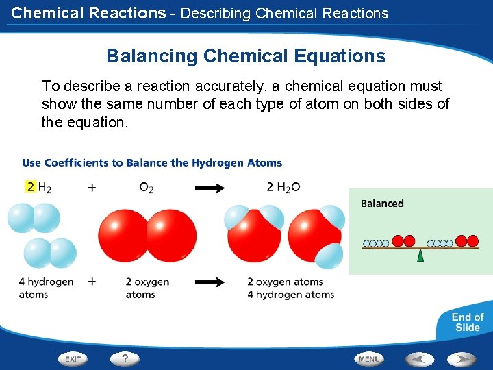 Chemical Reactions - Describing Chemical Reactions Balancing Chemical Equations To describe a reaction accurately,