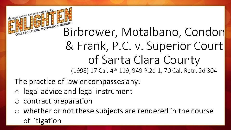 Birbrower, Motalbano, Condon & Frank, P. C. v. Superior Court of Santa Clara County