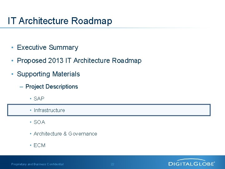 IT Architecture Roadmap • Executive Summary • Proposed 2013 IT Architecture Roadmap • Supporting