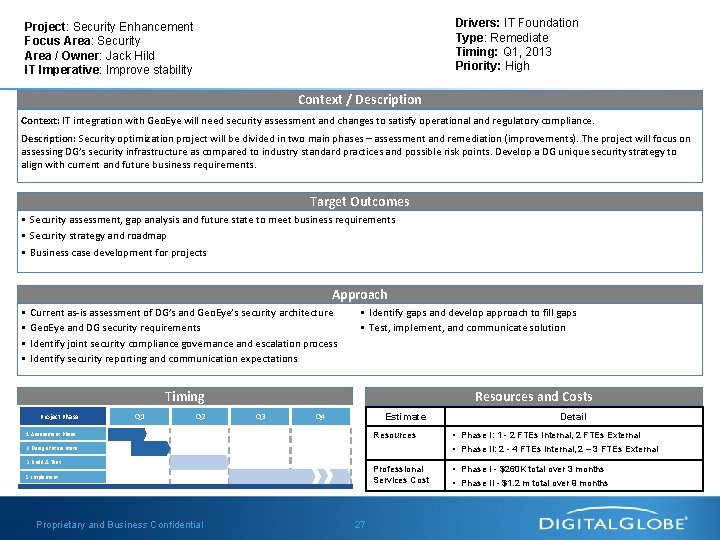 Drivers: IT Foundation Type: Remediate Timing: Q 1, 2013 Priority: High Project: Security Enhancement