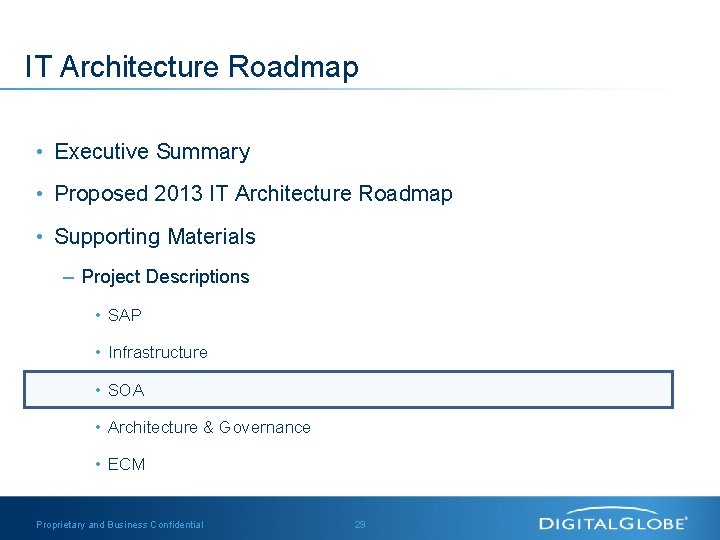 IT Architecture Roadmap • Executive Summary • Proposed 2013 IT Architecture Roadmap • Supporting