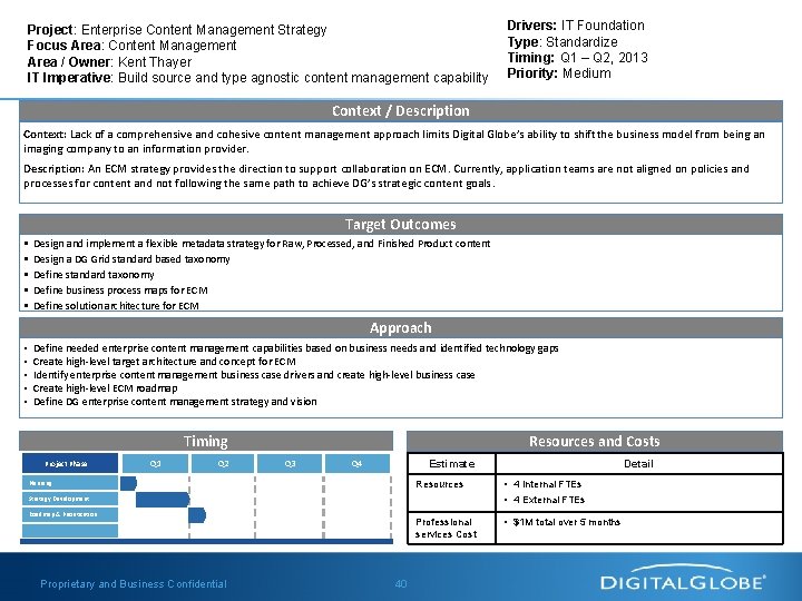 Project: Enterprise Content Management Strategy Focus Area: Content Management Area / Owner: Kent Thayer