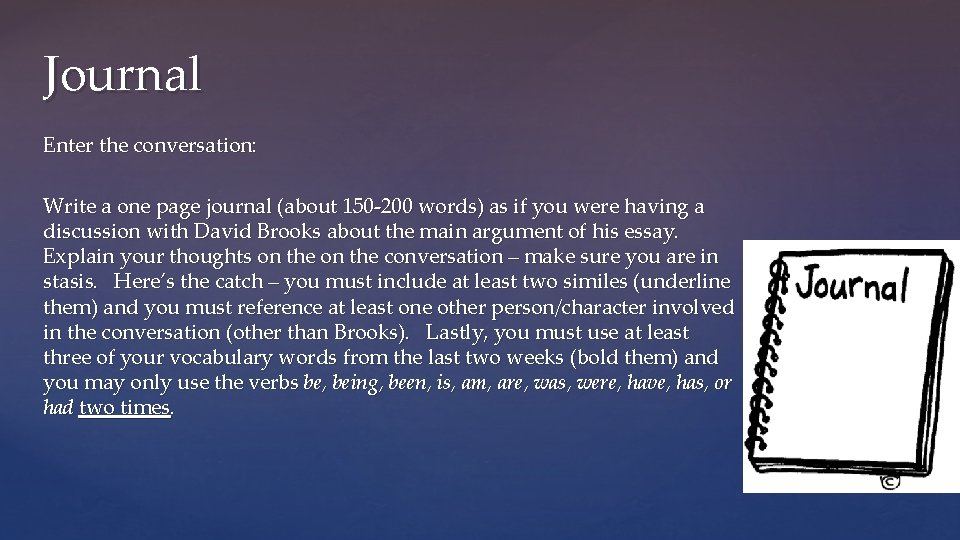 Journal Enter the conversation: Write a one page journal (about 150 -200 words) as