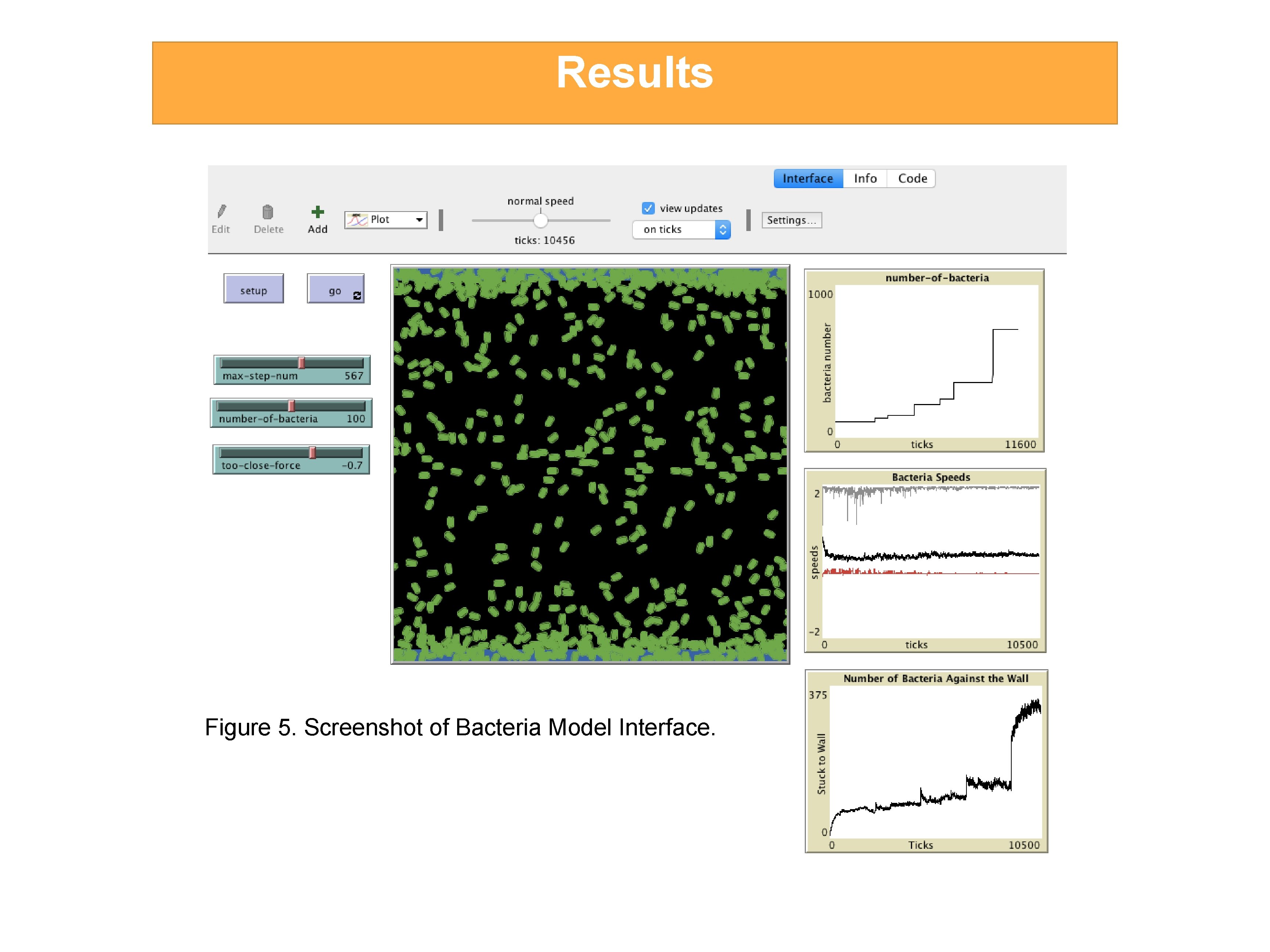 Results Figure 5. Screenshot of Bacteria Model Interface. 