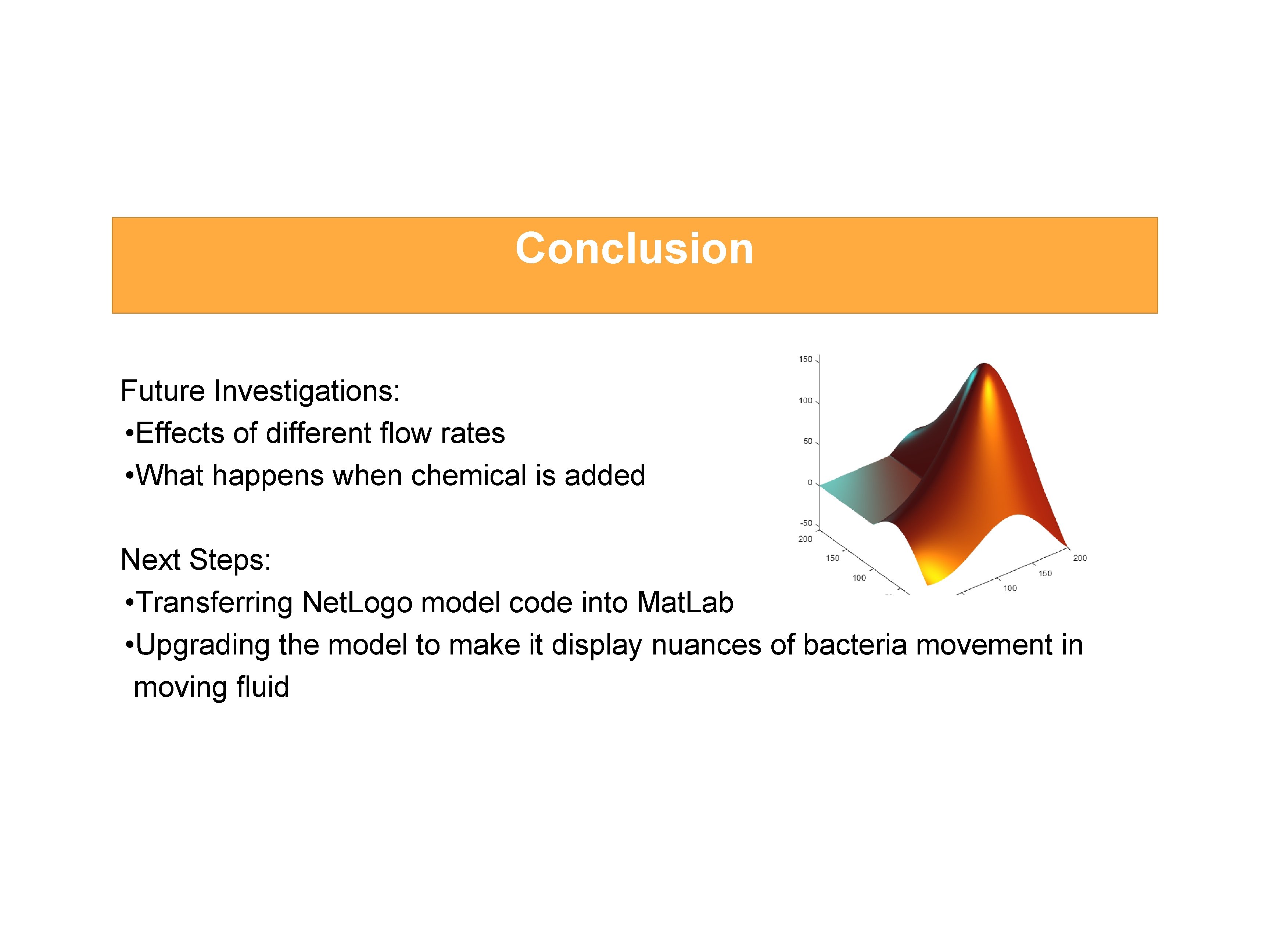 Conclusion Future Investigations: • Effects of different flow rates • What happens when chemical