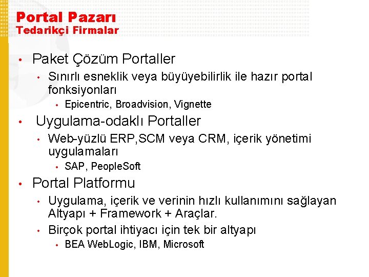 Portal Pazarı Tedarikçi Firmalar • Paket Çözüm Portaller • Sınırlı esneklik veya büyüyebilirlik ile