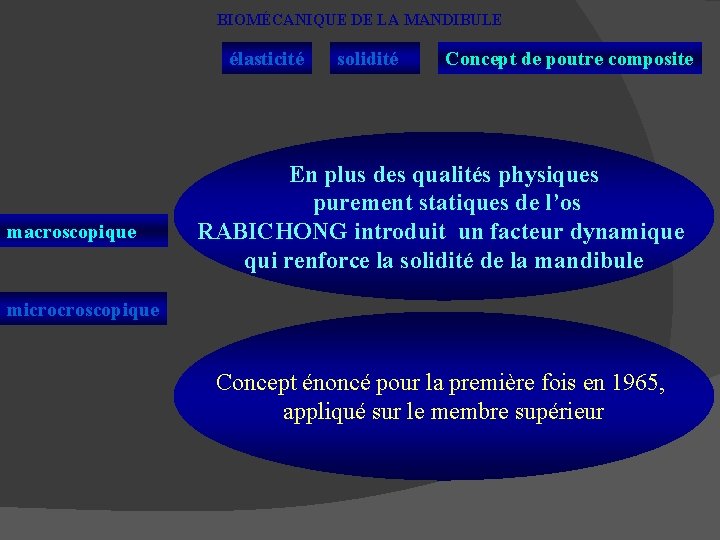 BIOMÉCANIQUE DE LA MANDIBULE élasticité macroscopique solidité Concept de poutre composite En plus des