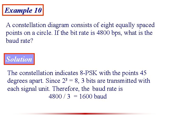 Example 10 A constellation diagram consists of eight equally spaced points on a circle.