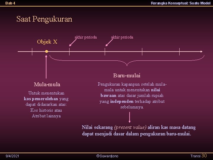 Bab 4 Rerangka Konseptual: Suatu Model Saat Pengukuran Objek X akhir perioda • Baru-mulai