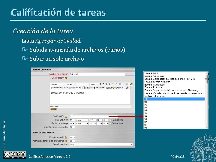 Calificación de tareas Creación de la tarea Luis Hernández Yáñez Lista Agregar actividad. .