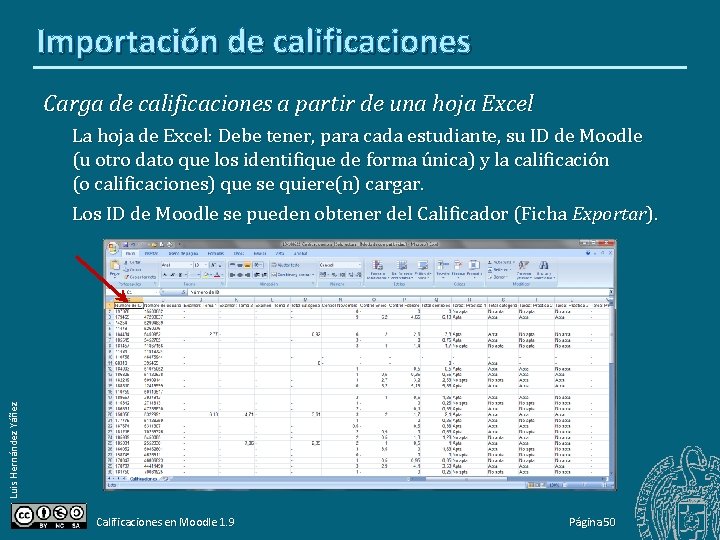 Importación de calificaciones Carga de calificaciones a partir de una hoja Excel Luis Hernández