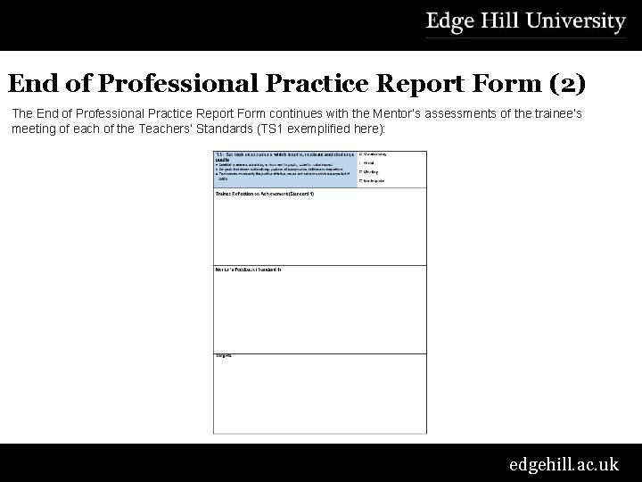 End of Professional Practice Report Form (2) The End of Professional Practice Report Form