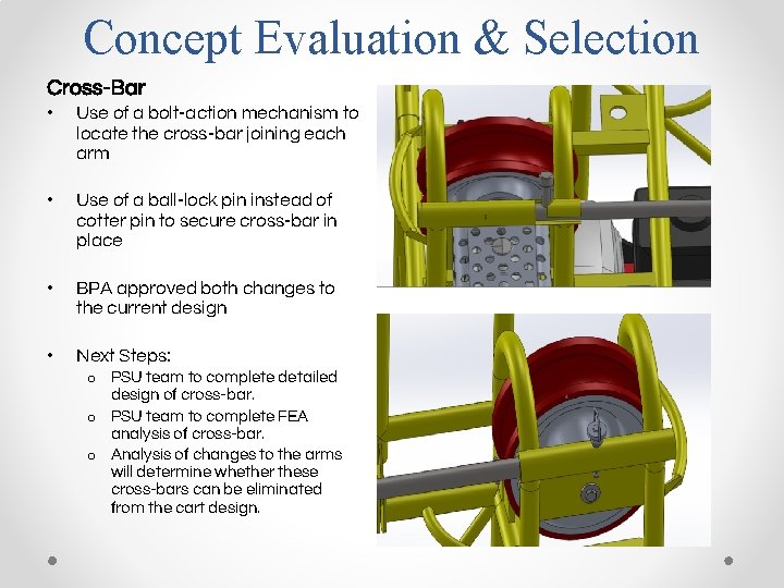 Concept Evaluation & Selection Cross-Bar • Use of a bolt-action mechanism to locate the