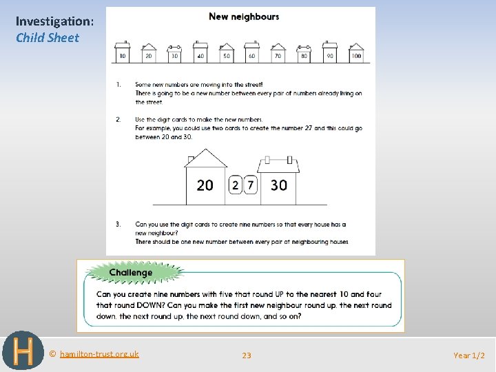 Investigation: Child Sheet © hamilton-trust. org. uk 23 Year 1/2 