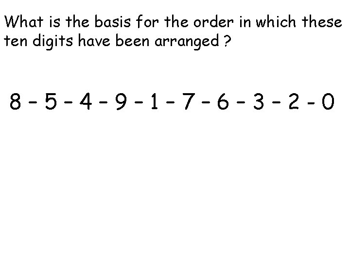 What is the basis for the order in which these ten digits have been