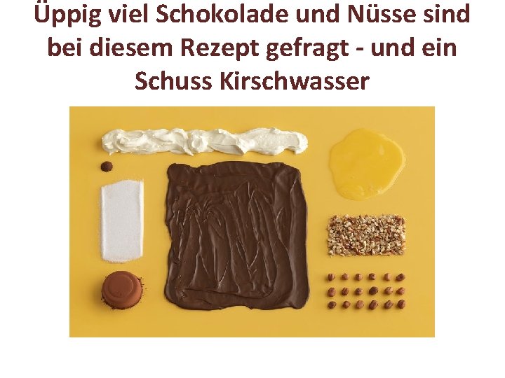 Üppig viel Schokolade und Nüsse sind bei diesem Rezept gefragt - und ein Schuss