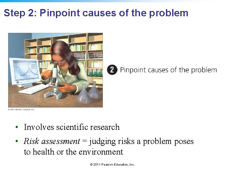 Step 2: Pinpoint causes of the problem • Involves scientific research • Risk assessment