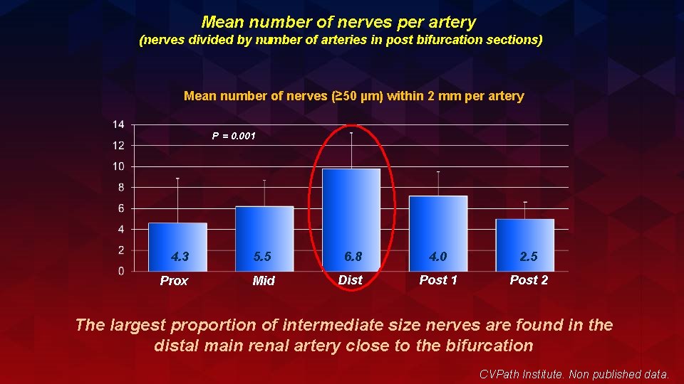 Mean number of nerves per artery (nerves divided by number of arteries in post