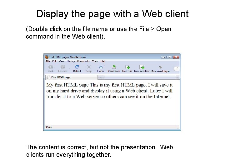 Display the page with a Web client (Double click on the file name or