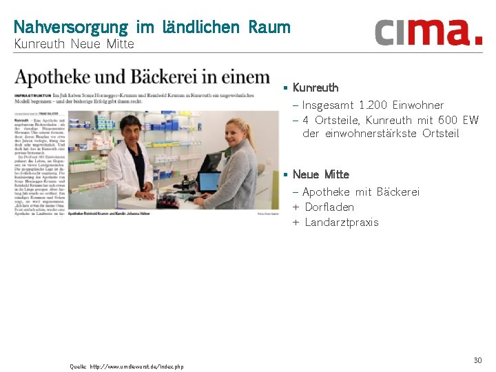 Nahversorgung im ländlichen Raum Kunreuth Neue Mitte § Kunreuth - Insgesamt 1. 200 Einwohner