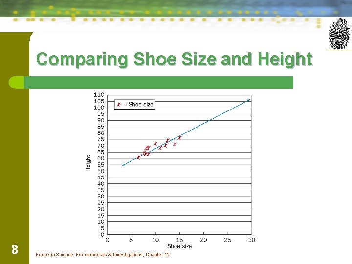 Comparing Shoe Size and Height 8 Forensic Science: Fundamentals & Investigations, Chapter 15 