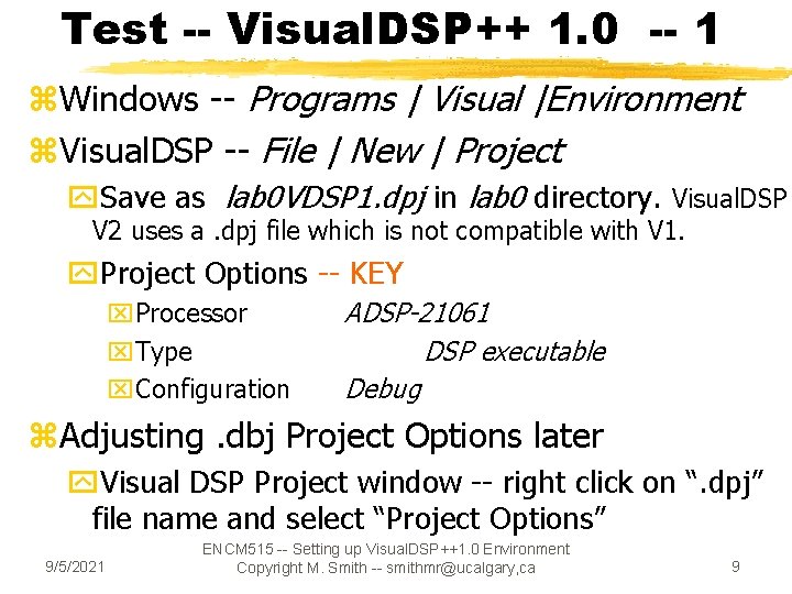 Test -- Visual. DSP++ 1. 0 -- 1 z. Windows -- Programs | Visual
