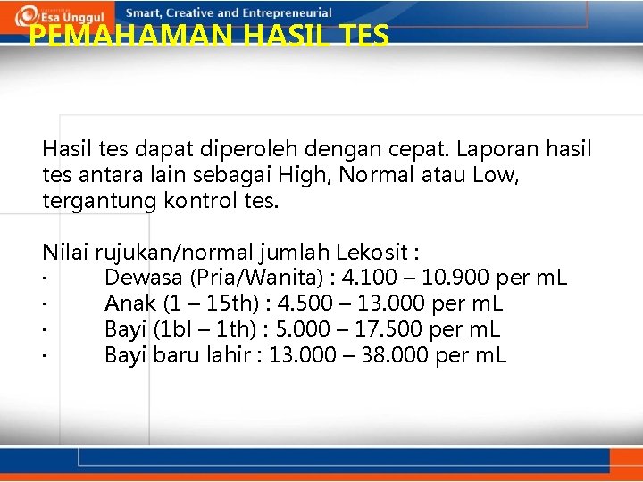PEMAHAMAN HASIL TES Hasil tes dapat diperoleh dengan cepat. Laporan hasil tes antara lain