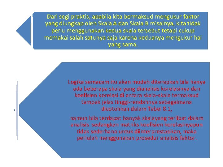 Dari segi praktis, apabila kita bermaksud mengukur faktor yang diungkap oleh Skala A dan