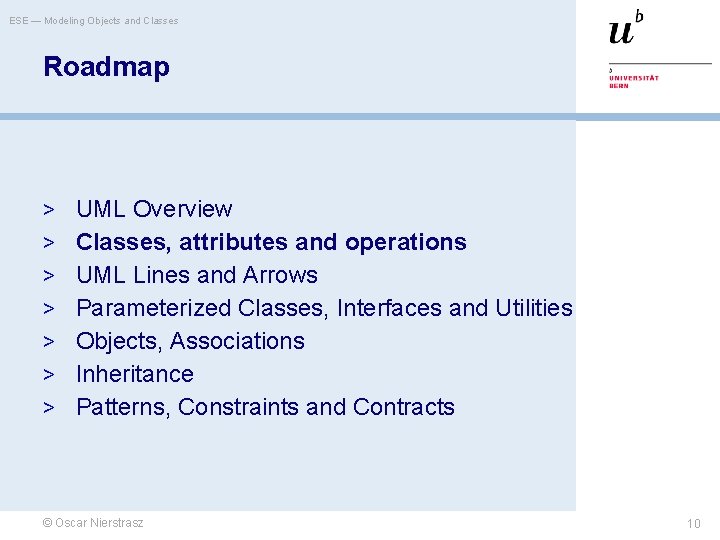 ESE — Modeling Objects and Classes Roadmap > UML Overview > Classes, attributes and